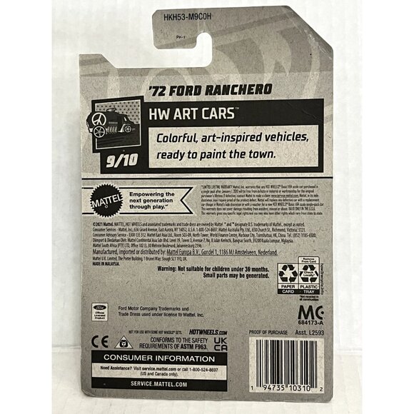 Hot Wheels 72 Ford Ranchero Art Cars 9/10 Red Grid 2021 1:64 - Picture 3 of 7